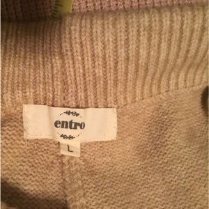 Entro Beige Stretch Knit Pant with Ribbed Bottom